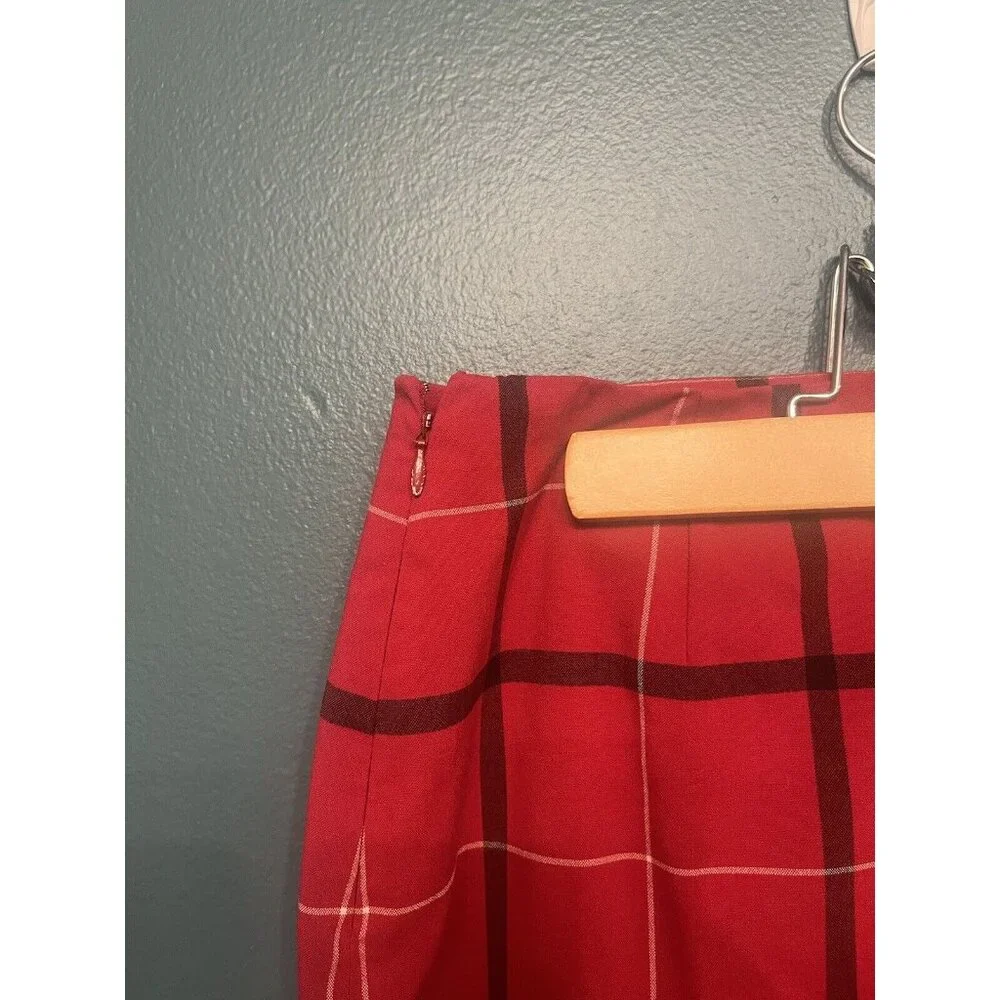 Petite‎ Sophisticate Womens Size 6 Red Multicolor Plaid Lined Skirt